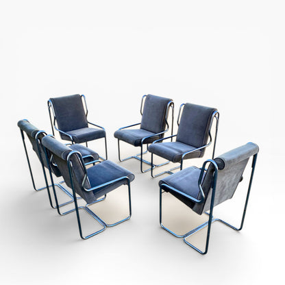 Chrome Cantilever Dining Chairs, Set of 6