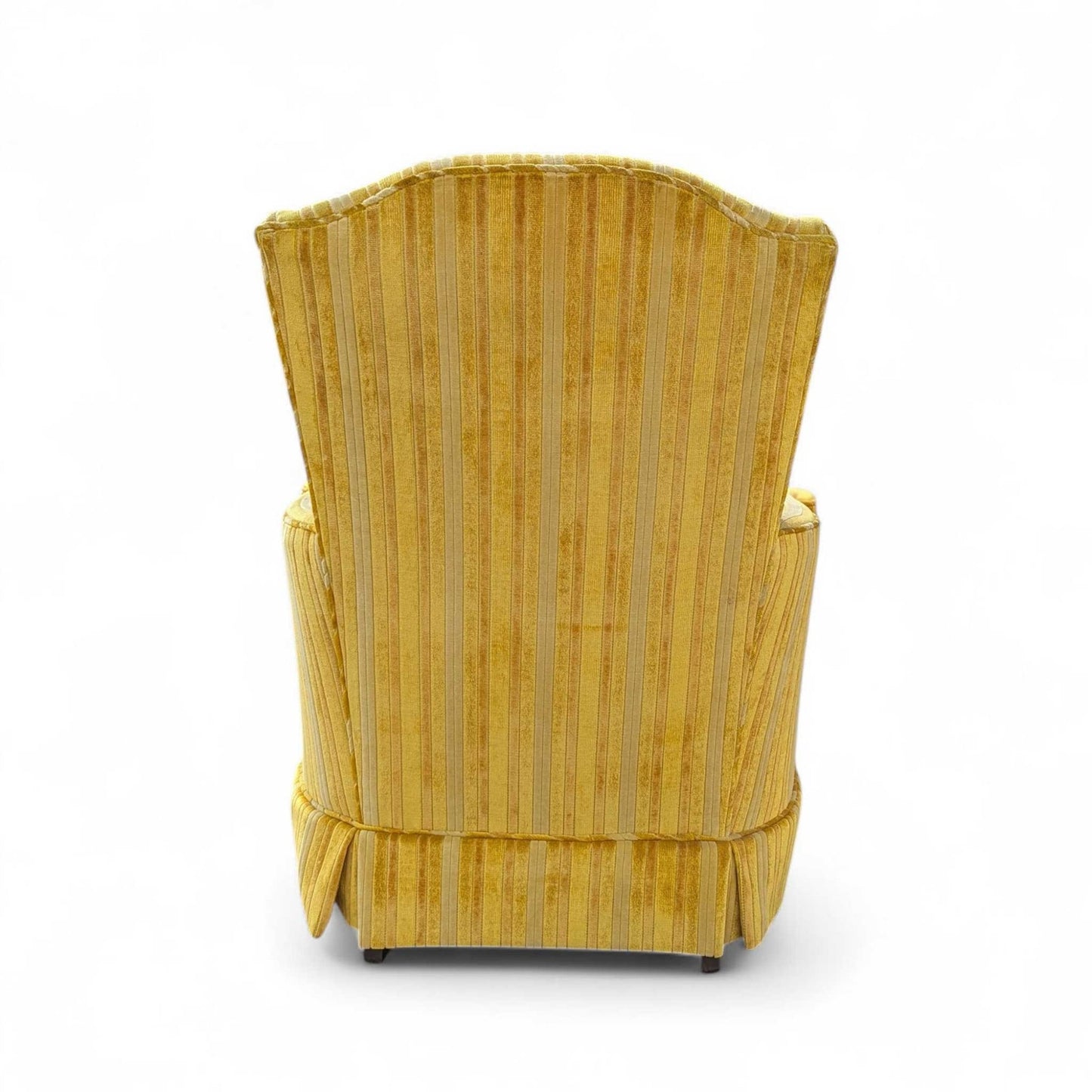 Vintage Key City Lounge Chair in Golden Striped Velour – Mid Century Accent Chair, Retro Skirted Chair, Professionally Cleaned