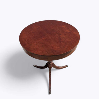 Vintage Mersman Round Wood Pedestal Side Table with Drawer