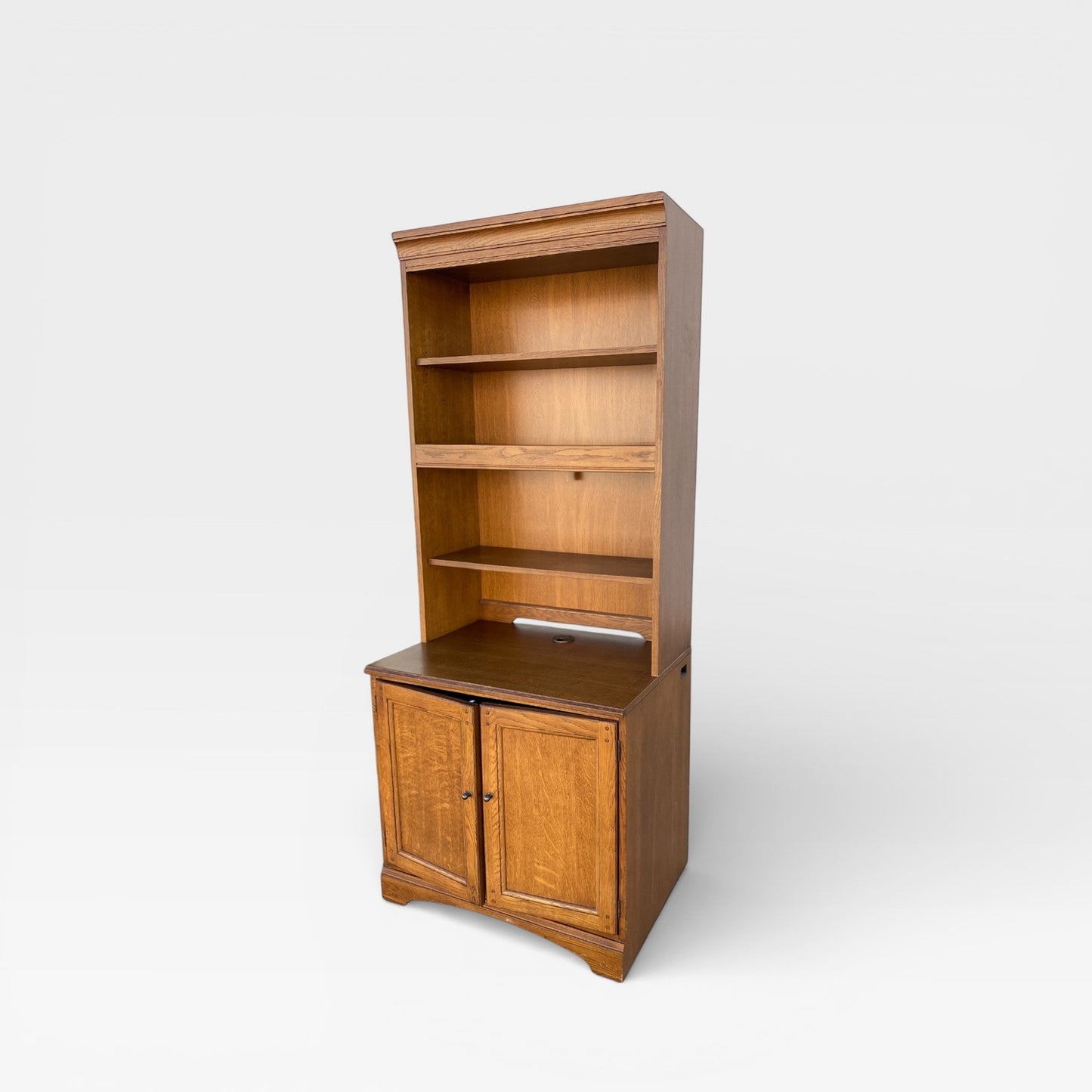Vintage Hooker Furniture Oak Hutch Cabinet with Open Shelving, Late 20th Century
