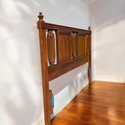Vintage Carved Wood Full-Size Headboard