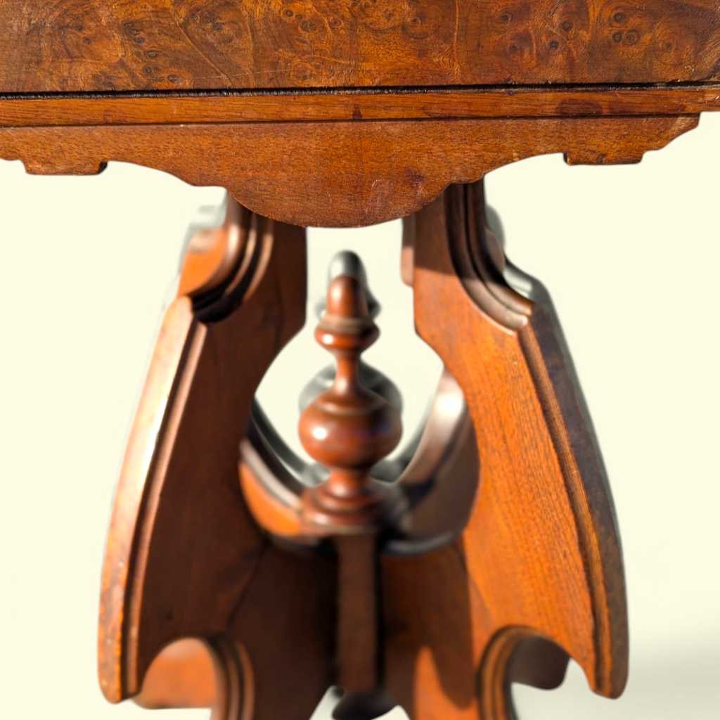 Late-19th-Century Marble-Top Carved Wood Parlor Side Table