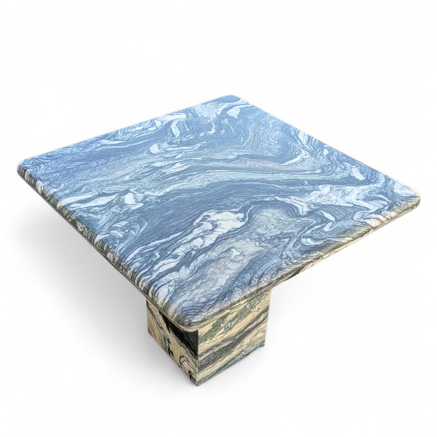 Green Marble Side Tables, Pair c. 1980s