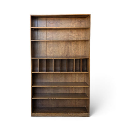 1970s Japanese Veneered-Plywood Bookcase with Adjustable Shelves and Dividers