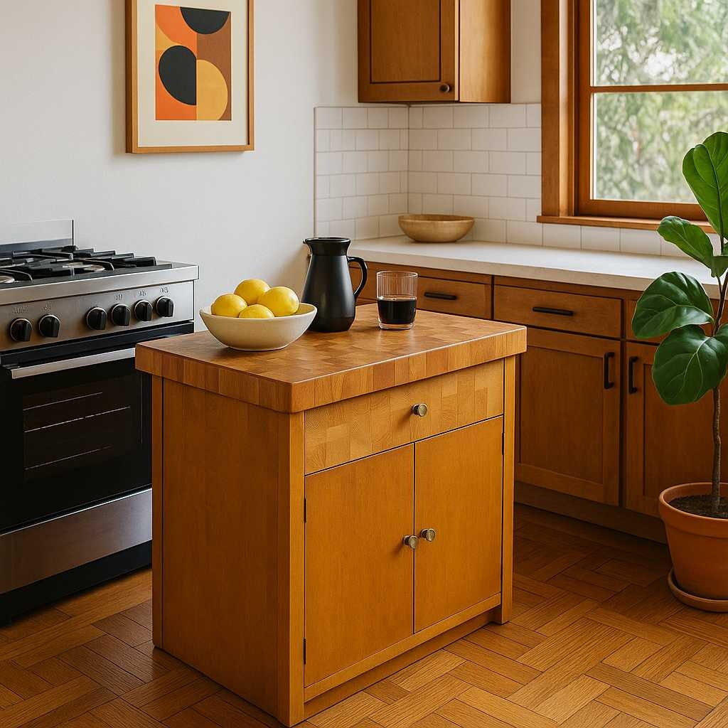 Vintage Butcher Block Top Kitchen Cabinet