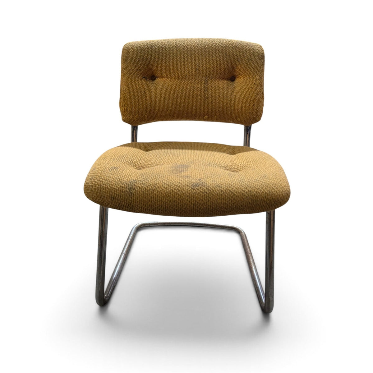 1970s Steelcase Chrome Cantilever Side Chair, Custom Upholstery — view 2 of 16