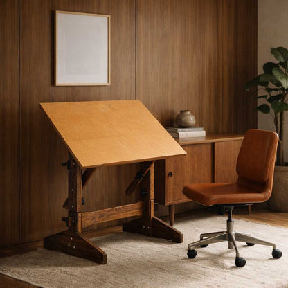 Vintage Versa Tables Adjustable Drafting Table in Solid Wood