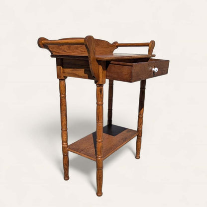 Antique Oak Washstand with Towel Bars and Shelf, circa 1880–1900