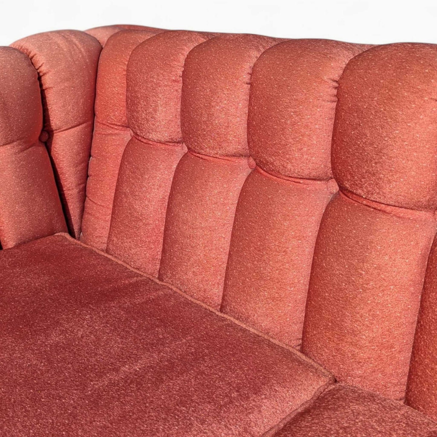 Vintage 1980s Tufted Sofa – Postmodern Loveseat in Rose Upholstery, Milo Baughman Style, 67" Long