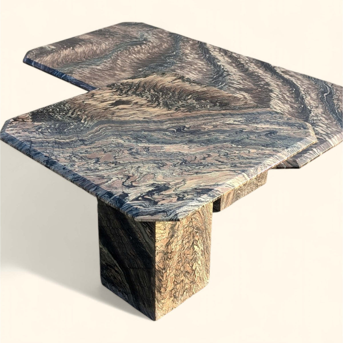 Italian Cipollino Ondulato Marble Pedestal Side Table — view 12 of 16