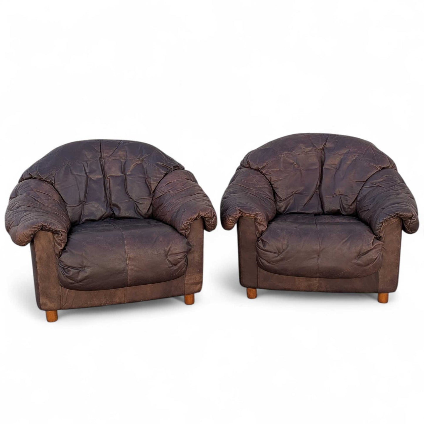 Leather Lounge Chairs, Pair c.1970s