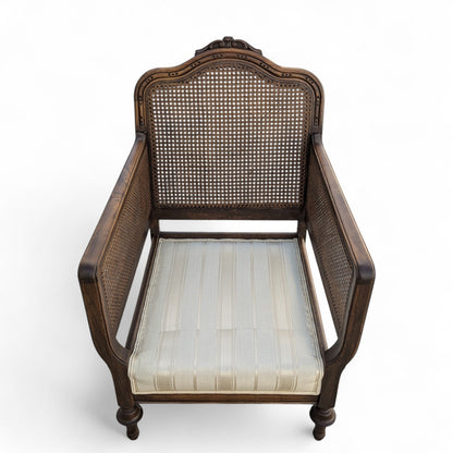 Vintage Carved Wood Club Chair, c. 1970s