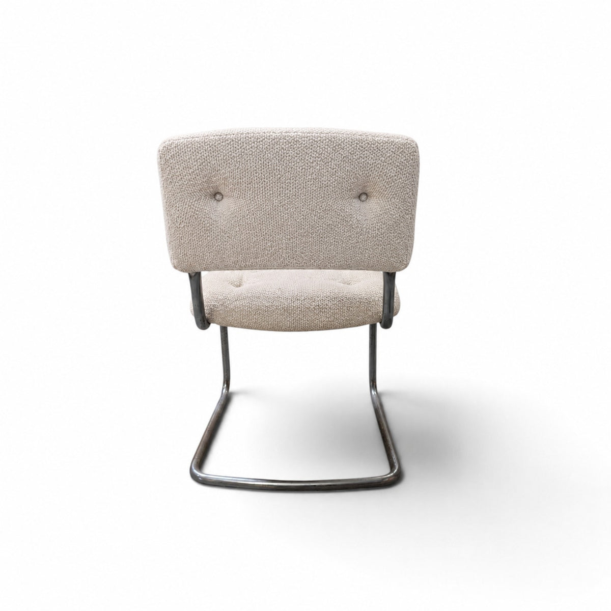 1970s Steelcase Chrome Cantilever Side Chair, Custom Upholstery