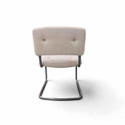 1970s Steelcase Chrome Cantilever Side Chair, Custom Upholstery