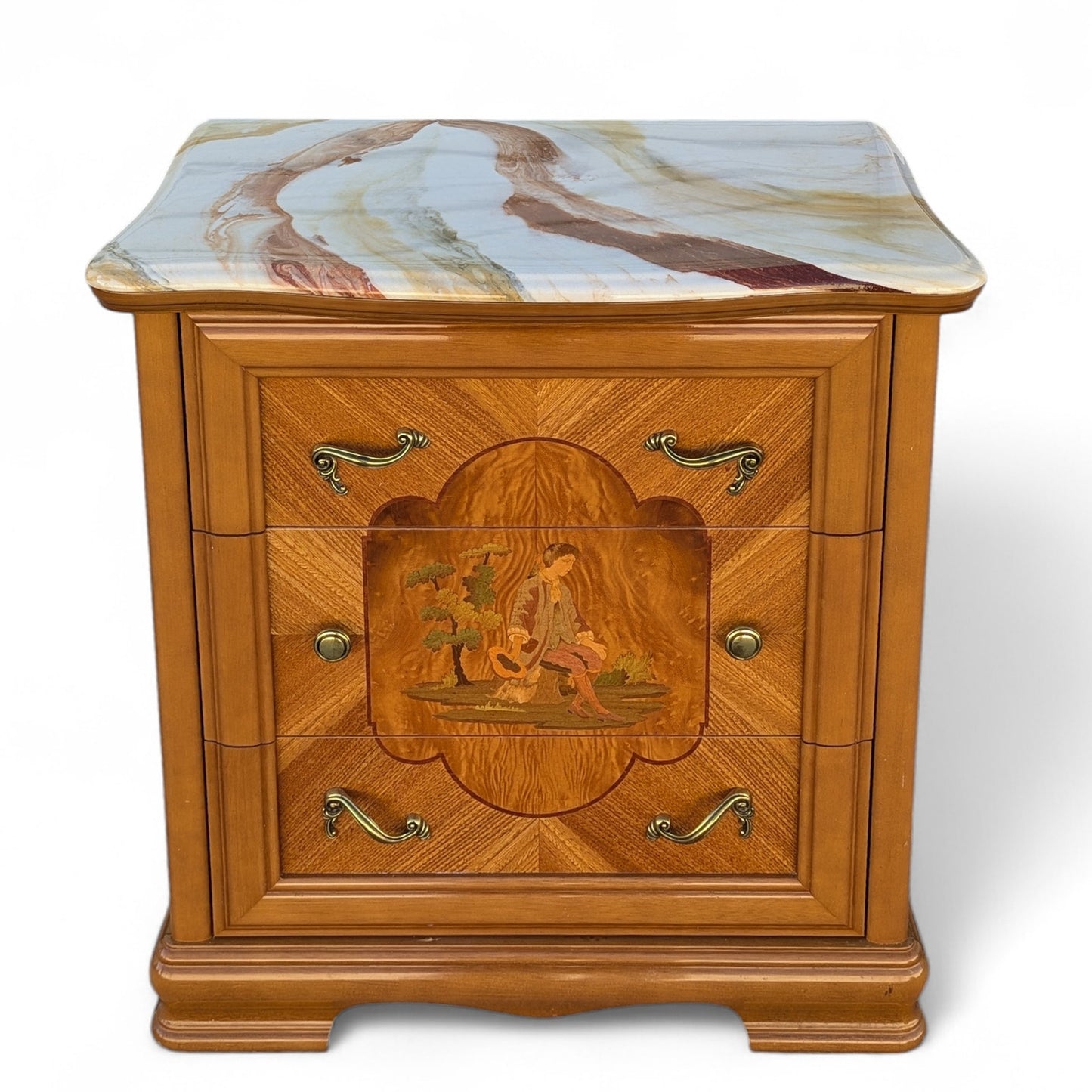 European-Inspired Three-Drawer Nightstand, Late 20th Century