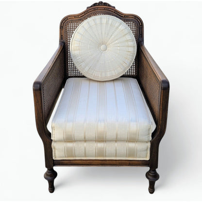 Vintage Carved Wood Club Chair, c. 1970s