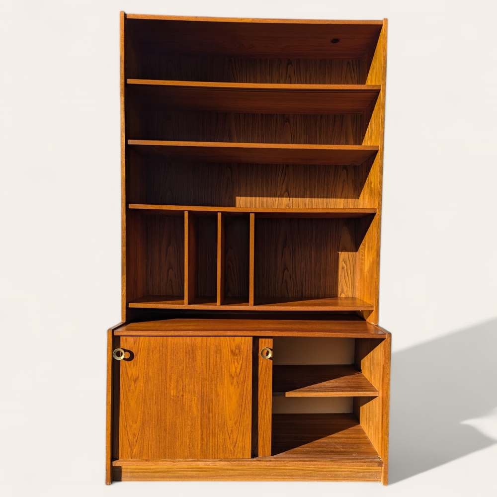 Vintage Bookcase, Freestanding Wall Unit, Mid Century, MCM, Danish Modern, Shelves, Storage Cabinet