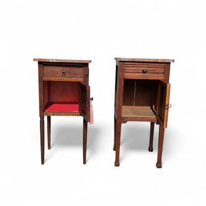 Pair of Antique French Marble Top Nightstands