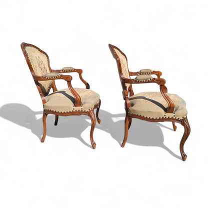 Pair of Vintage French Carved Armchairs