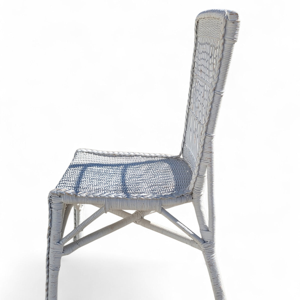 Late 20th-Century White Wicker Writing Desk and Chair Set — view 8 of 16