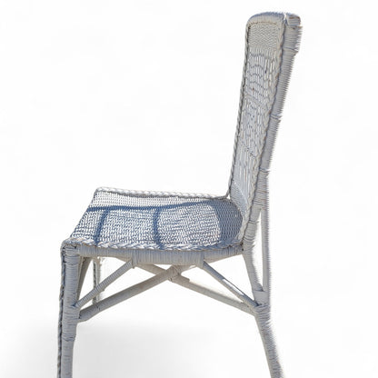 Late 20th-Century White Wicker Writing Desk and Chair Set