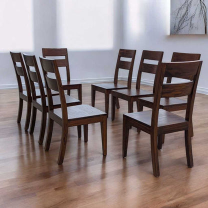 Set of 8 Crate & Barrel Basque Honey Wood Dining Chairs