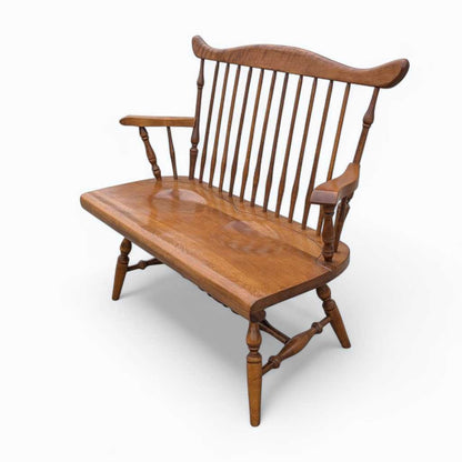 Vintage Wooden Bench – Spindle Back Bench, Classic Farmhouse Style