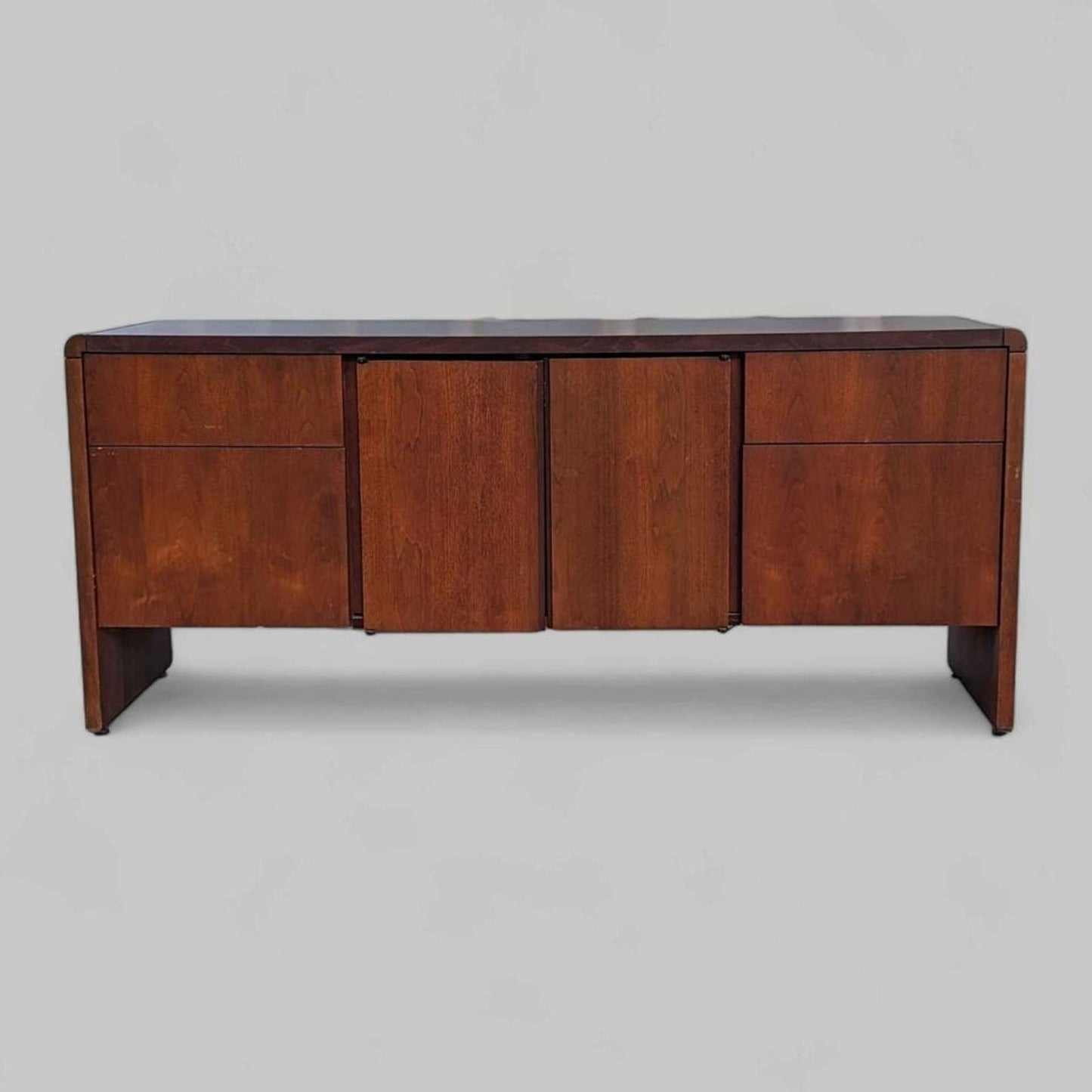 Mid Century Credenza, Office, Filing Cabinet, Walnut, Laminate, MCM, Retro, Living Room, Bedroom