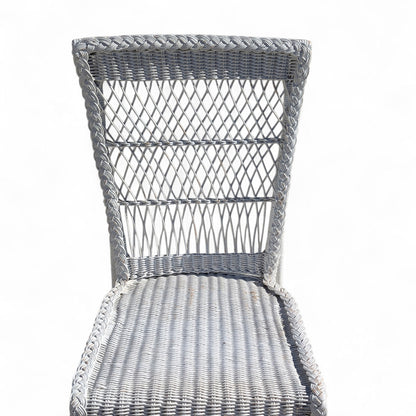 Late 20th-Century White Wicker Writing Desk and Chair Set