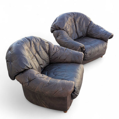 Leather Lounge Chairs, Pair c.1970s