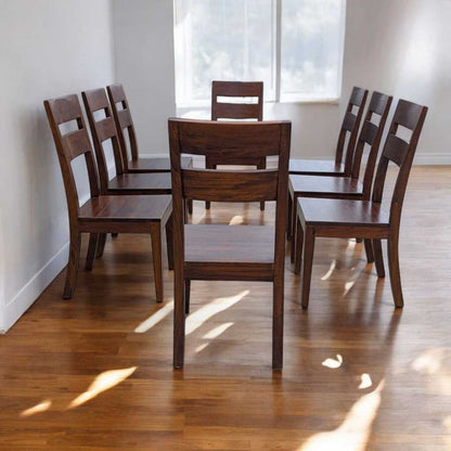 Set of 8 Crate & Barrel Basque Honey Wood Dining Chairs
