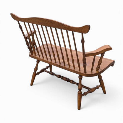 Vintage Wooden Bench – Spindle Back Bench, Classic Farmhouse Style