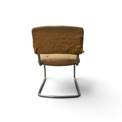 1970s Steelcase Chrome Cantilever Side Chair, Custom Upholstery