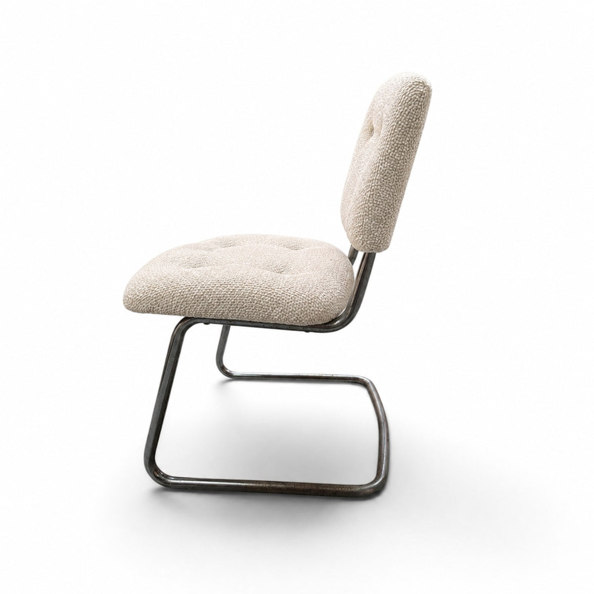 1970s Steelcase Chrome Cantilever Side Chair, Custom Upholstery — view 8 of 16