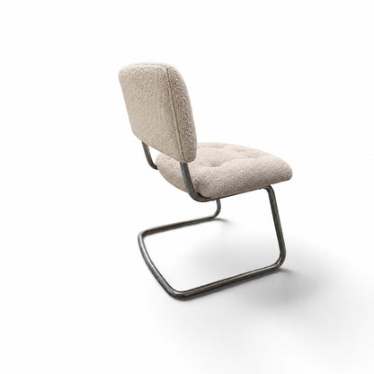 1970s Steelcase Chrome Cantilever Side Chair, Custom Upholstery