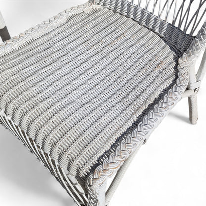 Late 20th-Century White Wicker Writing Desk and Chair Set