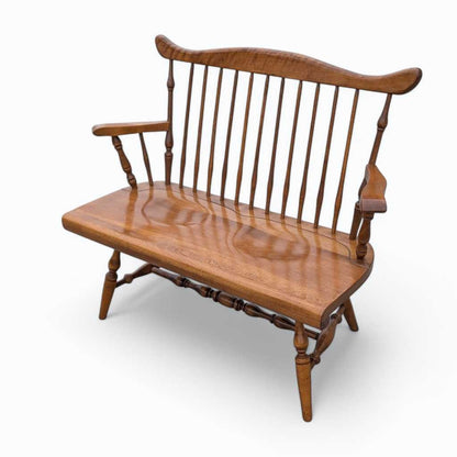 Vintage Wooden Bench – Spindle Back Bench, Classic Farmhouse Style