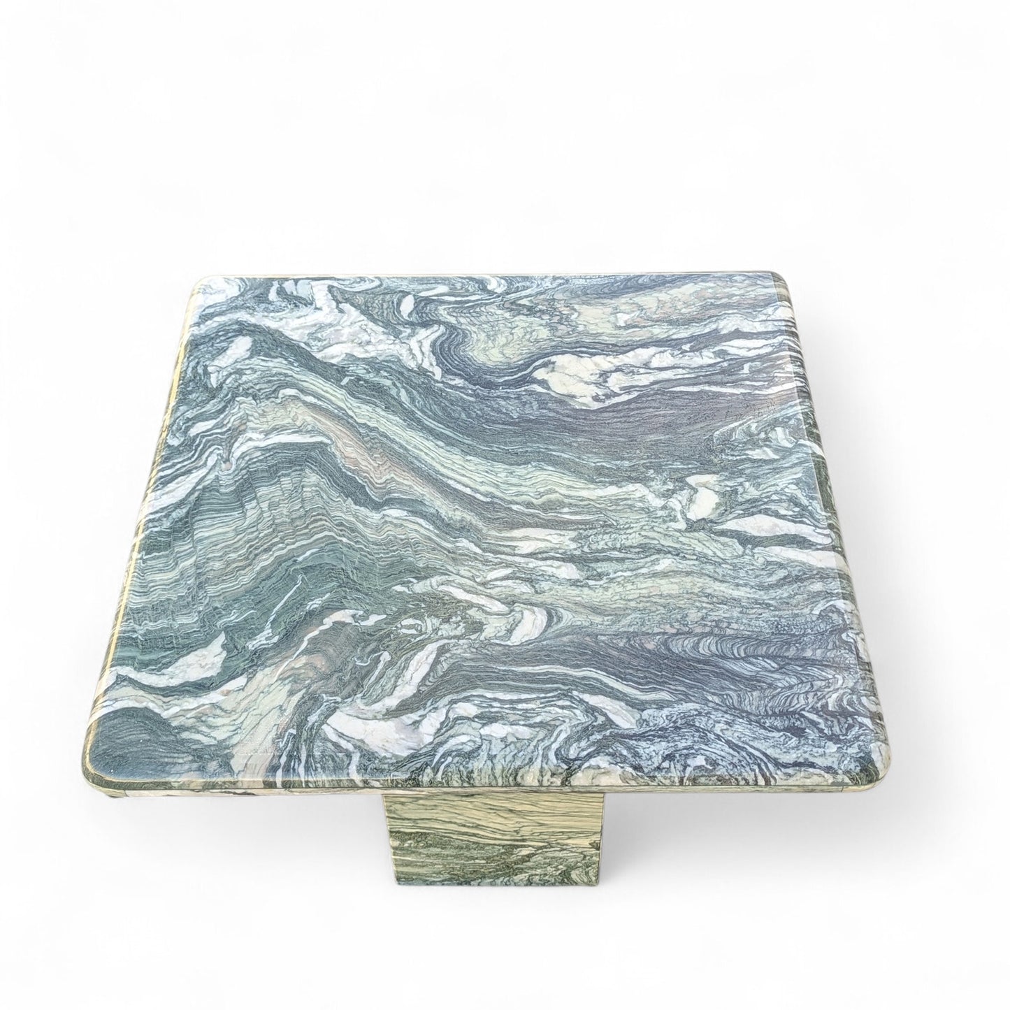 Green Marble Side Tables, Pair c. 1980s