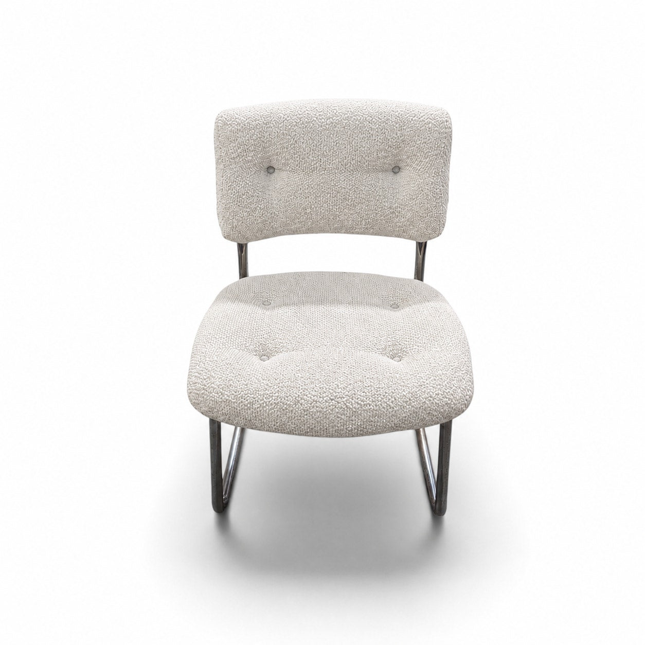 1970s Steelcase Chrome Cantilever Side Chair, Custom Upholstery