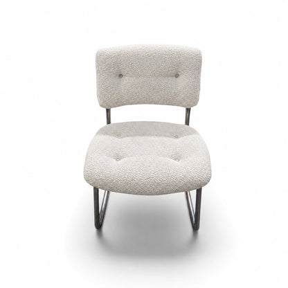 1970s Steelcase Chrome Cantilever Side Chair, Custom Upholstery