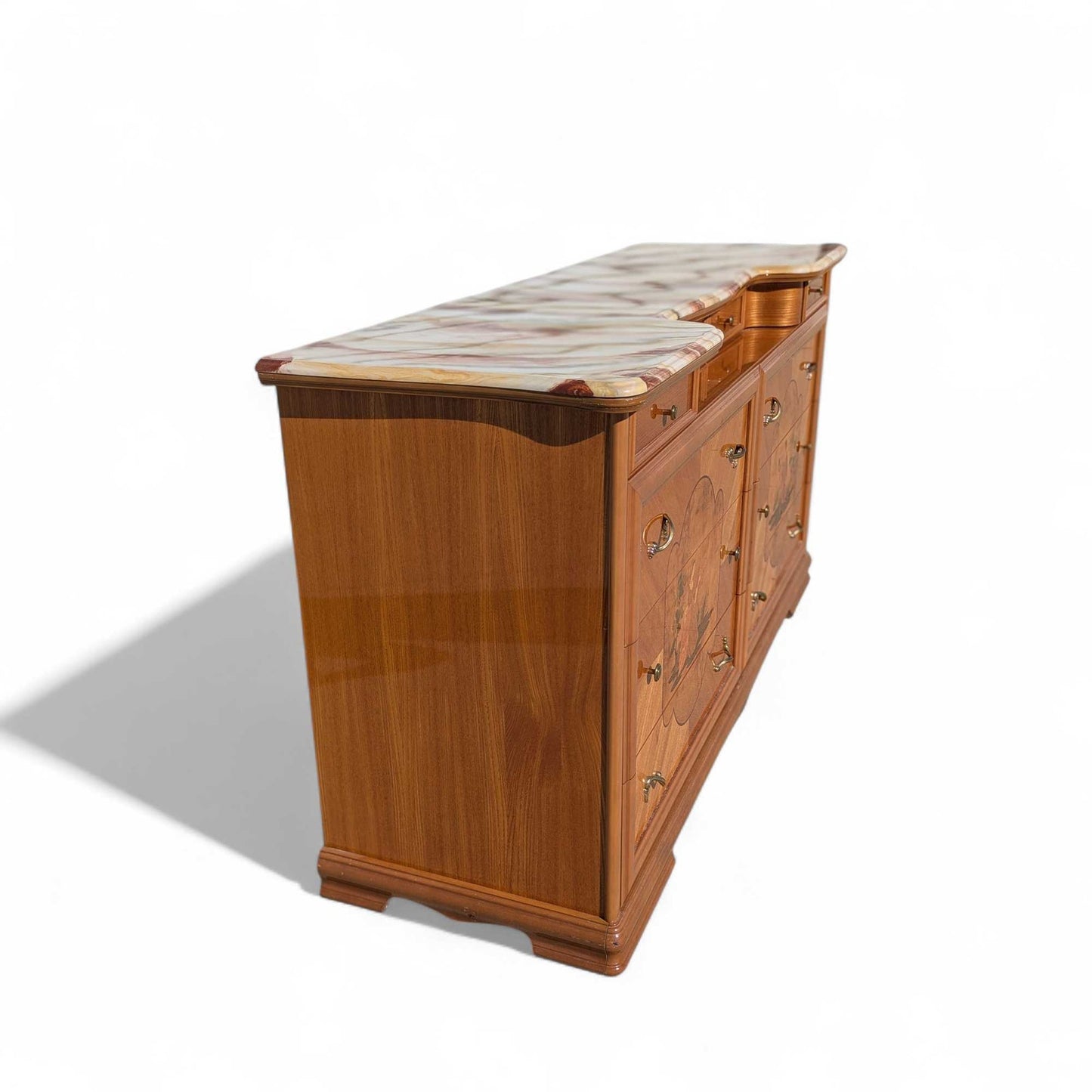 Postmodern Lacquer Dresser with Faux Marble Top