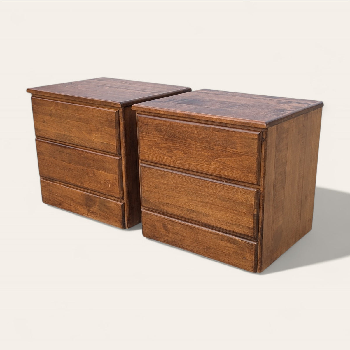 Pair of 1970s Solid Wood Chinoiserie Nightstands