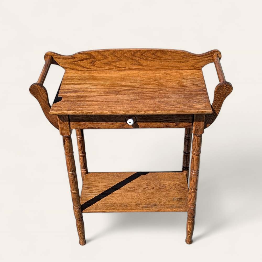 Antique Oak Washstand with Towel Bars and Shelf, circa 1880–1900