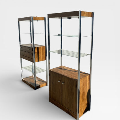 Chrome & Glass Étagère / Display Bookcase, c. 1970s–80s
