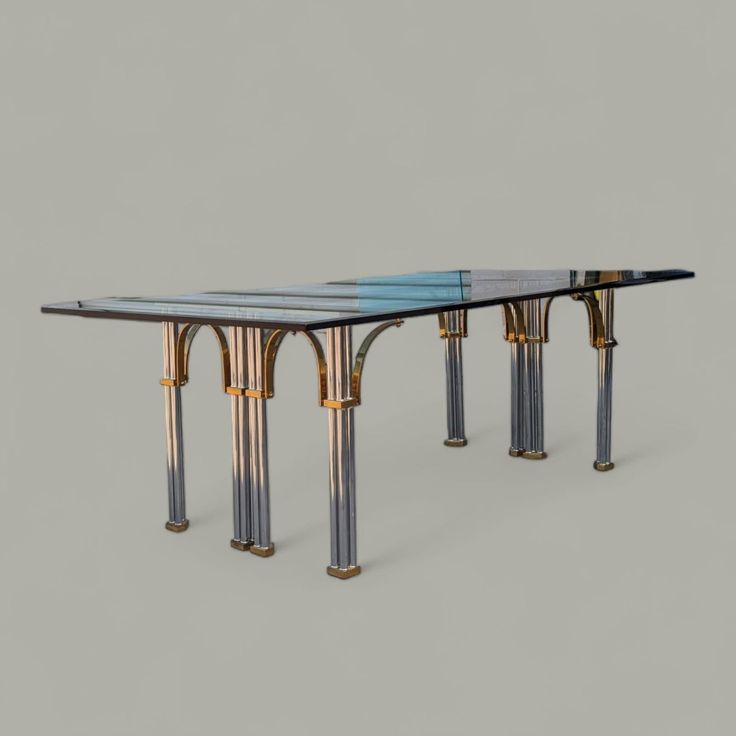 Unique Glass Top Dining Table, Mid Century, Art Deco, Maison Jansen