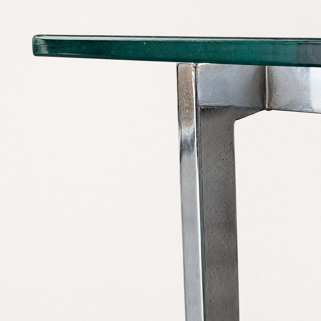 Vintage Modernist Chrome and Clear Glass Square Side Table — view 12 of 16