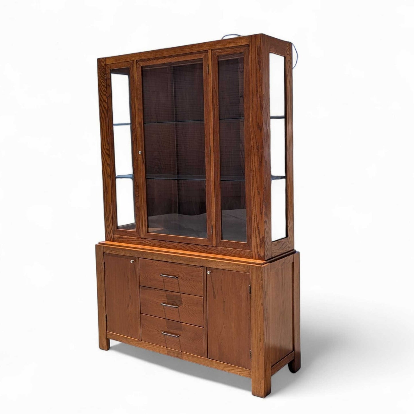 Vintage Bernhardt Oak Hutch Cabinet