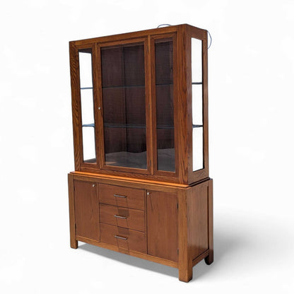 Vintage Bernhardt Oak Hutch Cabinet