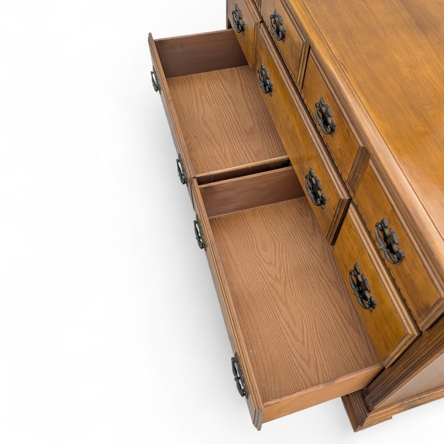 Vintage Traditional Nine-Drawer Wood Dresser With Bracket Feet