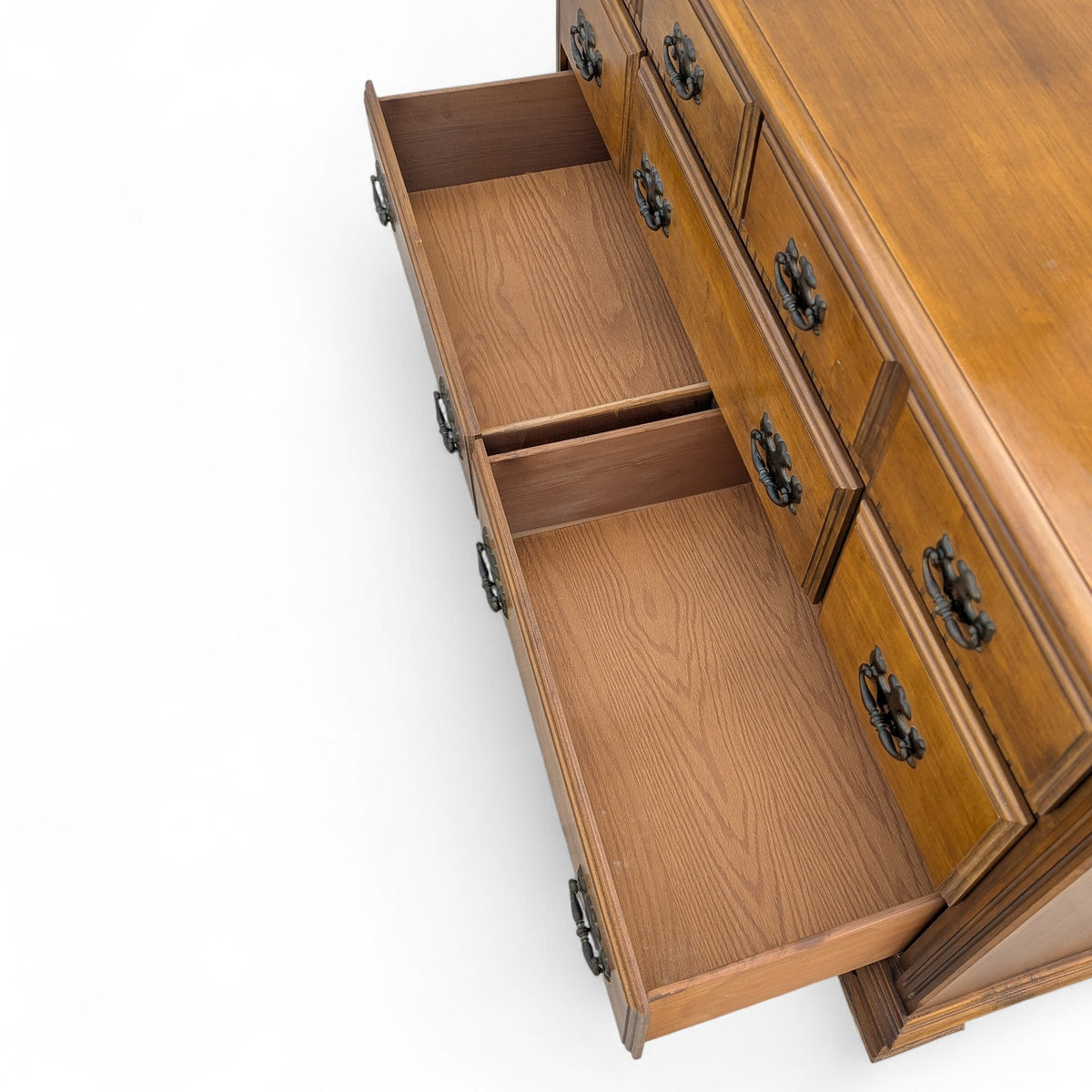 Vintage Traditional Nine-Drawer Wood Dresser With Bracket Feet — view 11 of 12